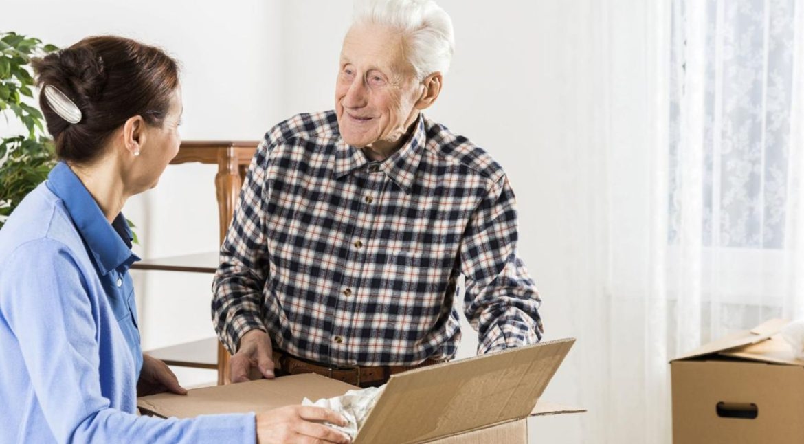 Office furniture documents and equipment packed for business relocation