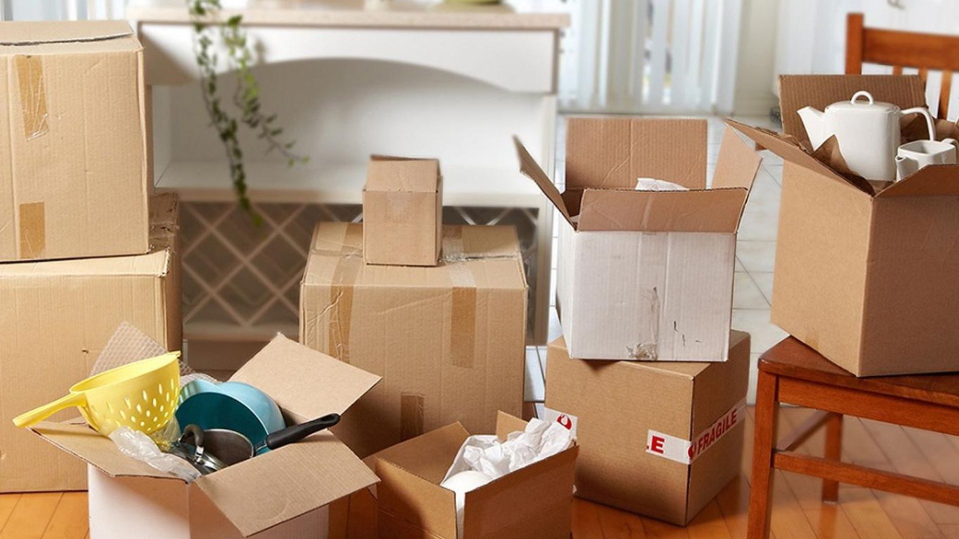 Experienced movers packing and loading household belongings during a relocation
