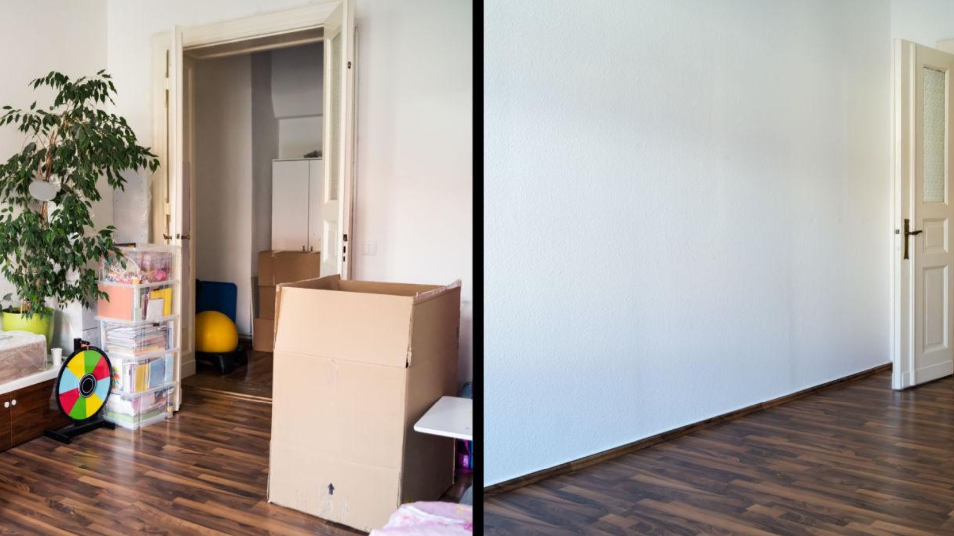 Residential property cleared of clutter before listing for sale